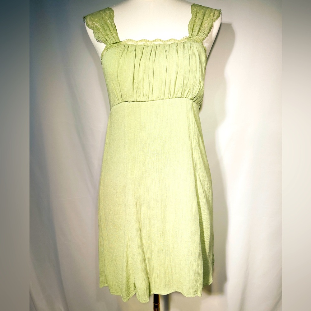 Babydoll Fairycore Sage Green Dress Lace Straps Size Medium Y2K NWT Milkmaid